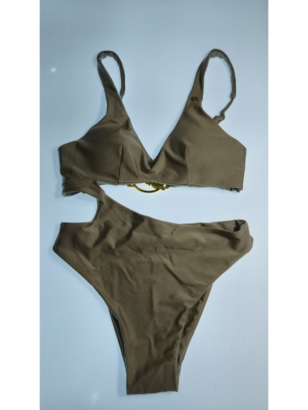 Asherah Swimwear Monokini One Piece Cutout Waist Gold Ring Bralette High Cut Out